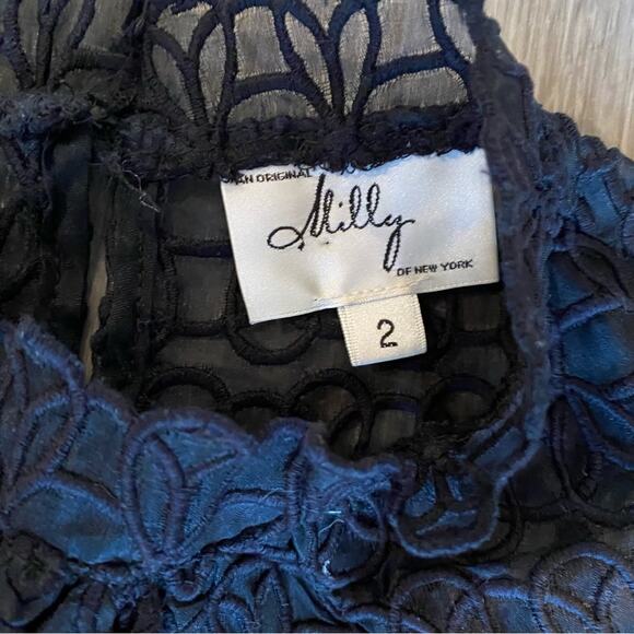 Milly Sheer Embroidered Black Dress - Picture 5 of 6